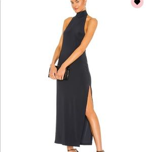 Norma Kamali Halter Turtle Side Slit Gown
